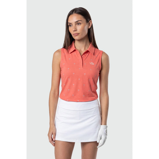 TEAMLTD - SLEEVELESS PAR-TEE POLO SHIRT | Coral Mini Palm
