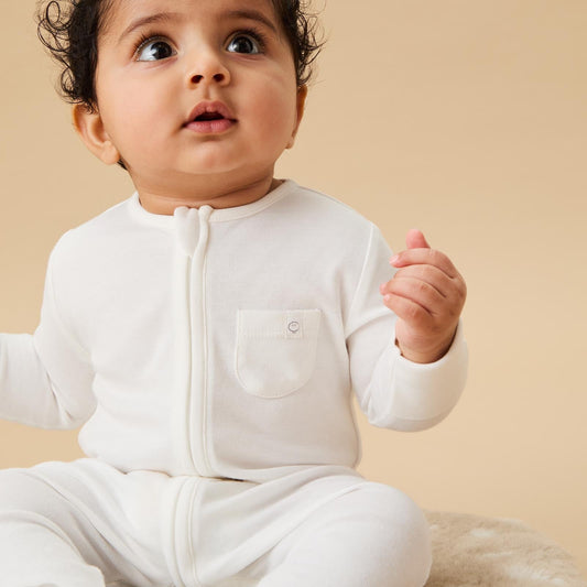 Clever Zip Sleepsuit - White
