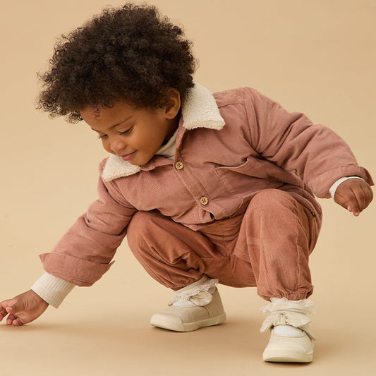 Borg-Collared Corduroy Shacket & Trousers Outfit