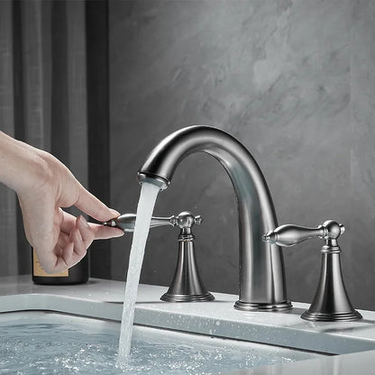 Basin Faucet 3 Holes Dual Control Bathroom Sink Faucet Deck Mounted Cold Hot Vintage Mixer Taps Bathtub Faucet