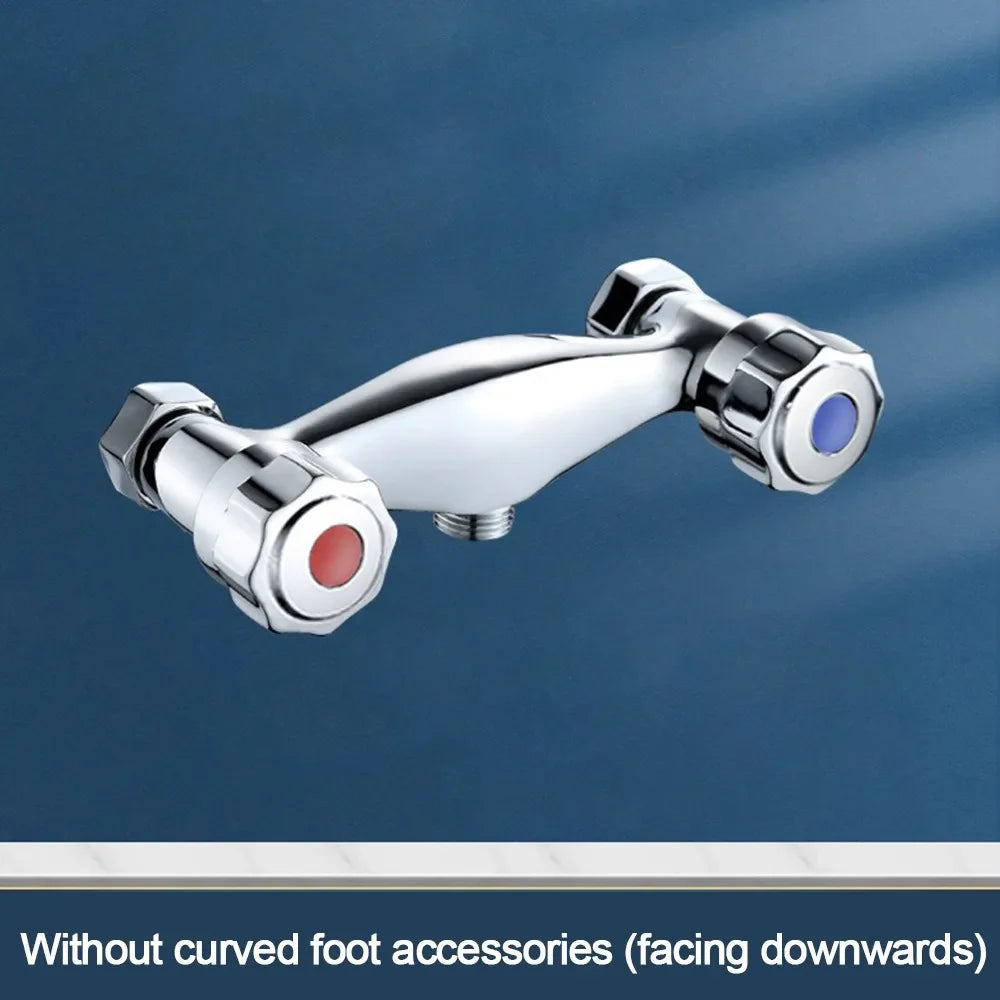 Durable Metal Out Water Inlet Valve Double Control Hot and Cold Double Shower Faucet Valve Wall Mounted Diverter Valve