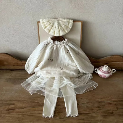 2025 Spring New Baby Girl Flower Embroidery Blouse Cotton Infant Long Sleeve Tops Loose Toddler Girl Shirts Kids Clothes
