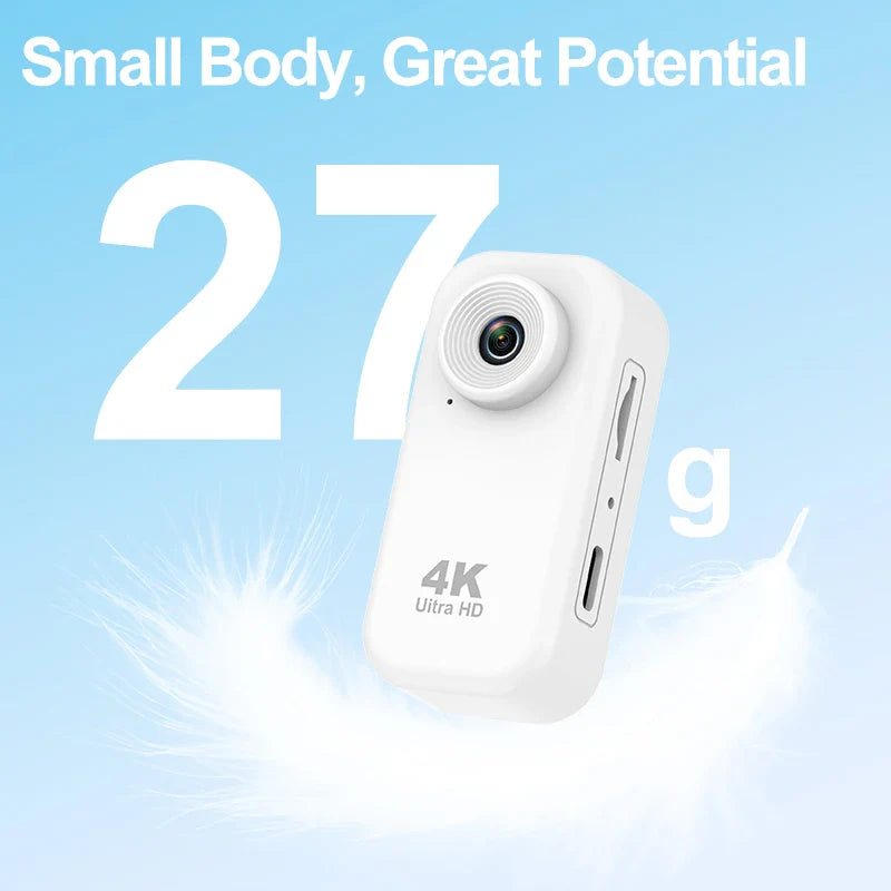4K Thumb Camera Ultra-HD Action Camera Vlogging Image Stabilization First-Person View Cycling Chest-Mounted Camera