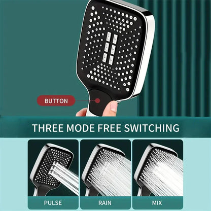 Adjustable 3-Mode Rainfall Shower Head Large Flow High Pressure Water Saving Shower Mixer - Bathroom Accessory