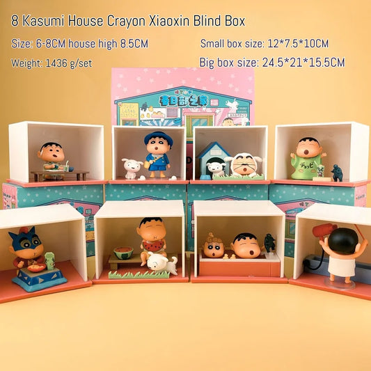 Crayon Shin chan Anime Characters Spring Home Series Blind Box Characters Fashion Cute Car Decoration Model Toys Authentic Gifts