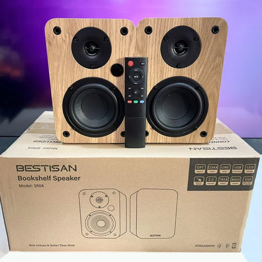 Bestisan 80W 2.0 Channel Wireless Speakers for PC TV Home Theater Sound System USB/coax/Optical Bookshelf Active Subwoofer SR04