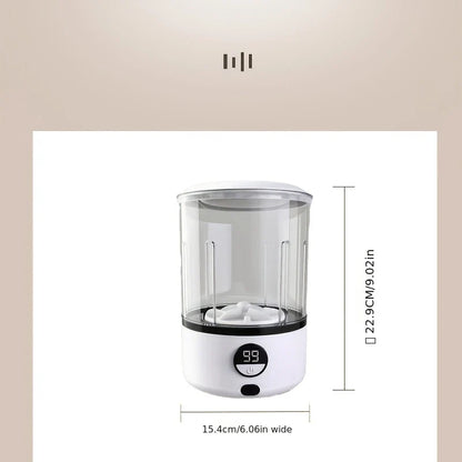 A White 2L Mini Washing Machine, 2000Mah, Fully Automatic Portable Turbine Led Washing Cup and Compact for Children's Clothing, Underwear, Panties, and Socks