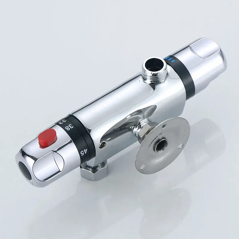 Chrome Brass Thermostatic Shower Faucet Mixer Valve Dual Handle Temperature Control Valve Bathroom Bathtub Tap Wall Mounted G1/2