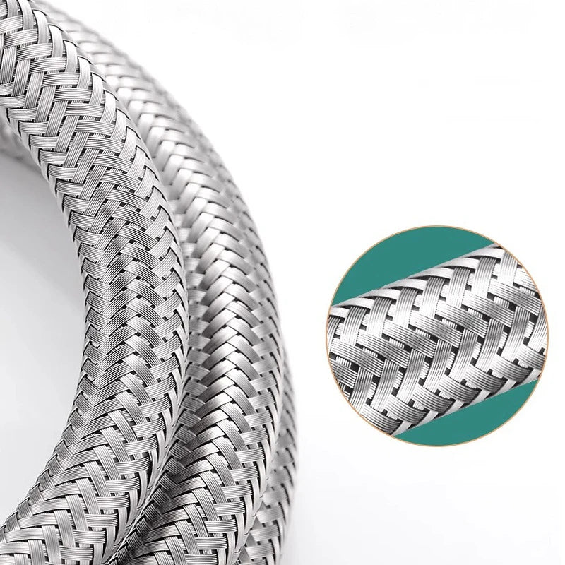 304 Stainless Steel Faucet Braided Water Pipe 1/2 Inch Hot and Cold Water Faucet Inlet Hose Heater Flexible Connecting Pipe