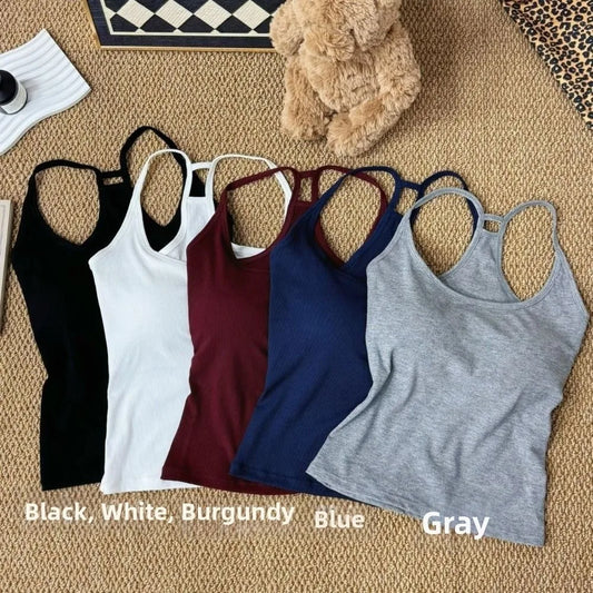 Casual U Neck Summer Tank Tops Sleeveless With Pad Fitted Tops Camisoles Slim Vest Corset for Women
