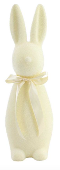 LARGE FLOCKED BUTTON NOSE EASTER BUNNY DECORATION - BRIGHT