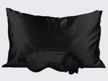 satin sleep set in ivory/black