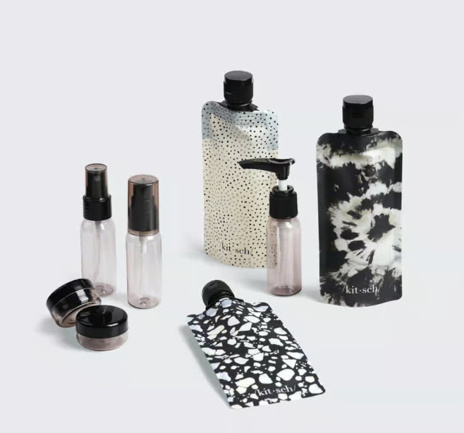 Refillable Ultimate Travel 11pc Set - Black & Ivory