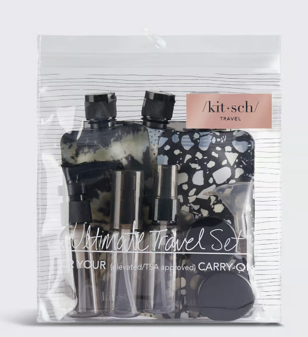 Refillable Ultimate Travel 11pc Set - Black & Ivory