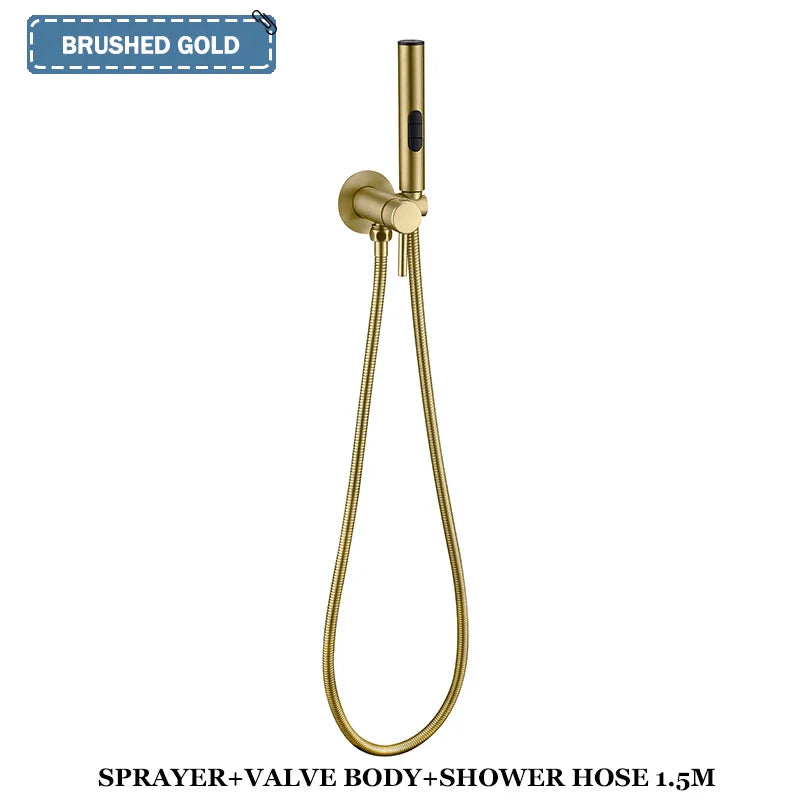 Brass Bidet Faucet 304Stainless Steel Portable Toilet Bidet Sprayer Set Toilet Faucet Hygienic Shower Hot Cold Water Shoer Head
