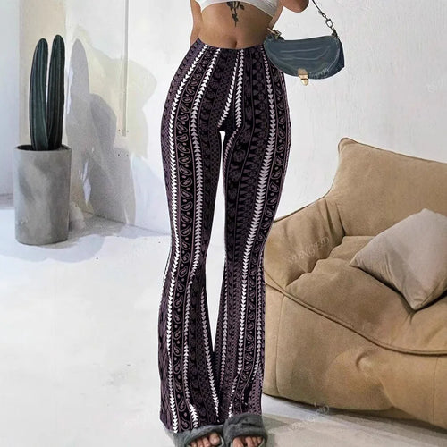 Autumn Winter Y2k Trousers Casual Fashion Long Pants Tight Casual Tight Vintage Sexy Stripe Female Clothes Chic Flare Pants