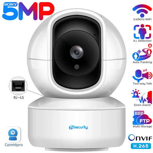 5MP Indoor Security Camera Human Detect Auto Tracking Wifi PTZ IP Camera Smart Home Protection 2-way Audio Nanny/Pet/Baby Camera