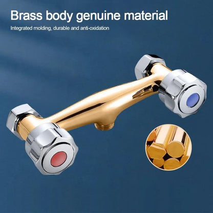 Durable Metal Out Water Inlet Valve Double Control Hot and Cold Double Shower Faucet Valve Wall Mounted Diverter Valve