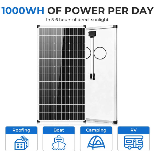 AeternaSol 400W/200W Watt 25% High-Efficiency PV Power for Home Rooftop 18B N-Type Solar Panel 12V Monocrystalline Solar Panel 18BB Cells High Efficiency Module RV Marine Boat Caravan Off Grid Monocrystalline Solar Panels Cha