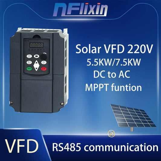 0.75-7.5KW VFD Solar Inverter 3P DC 200-400V Input 220V Output Frequency Converter Water Pump Driver MTTP Speed Control