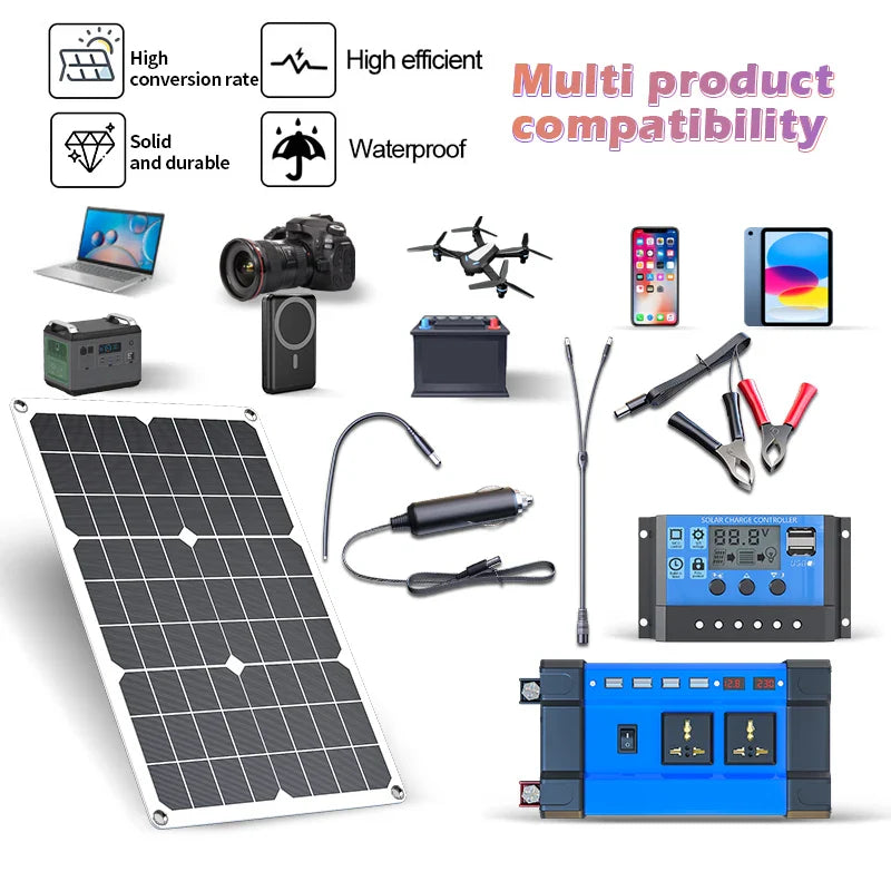 All-in-One 6000W Solar Generator: 600W Panel + MPPT Controller & Dual Voltage Inverter (110V/220V) for Home & RV & Camping