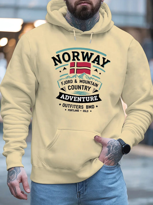 2026 New Style Fashion Men's Printed Autumn/Winter Hooded Parka - Outdoor Leisure Soft and Comfortable Long-Sleeved Sport Coat