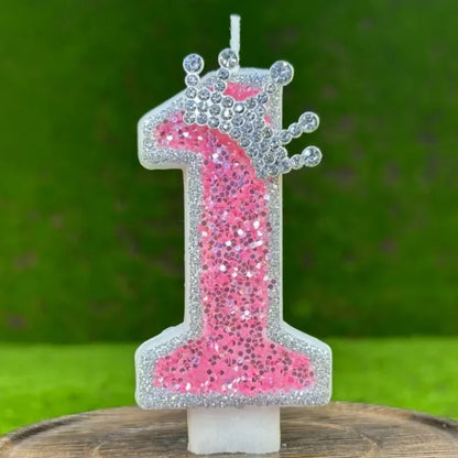 0-9 Cake Number Candles Birthday Candle Pink Colour Creative Candle Princess Crown Girl Happy Birthday Party Decoration Topper