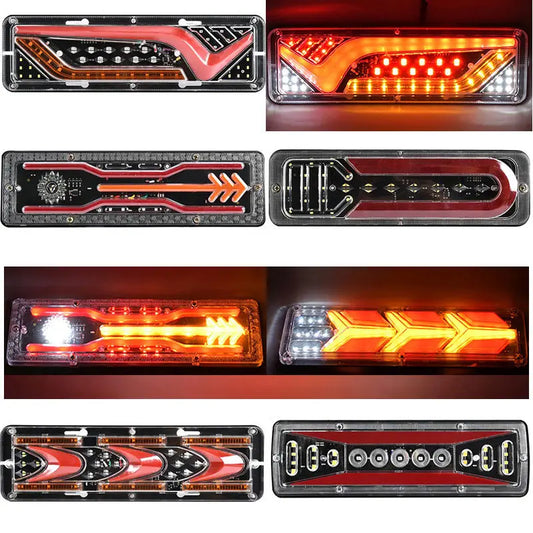 2Pcs 12V/24V Car Trailer Trucks Tail lights Car LED Rear Tail Light Running Turn Signal Rear Lamps Lorry Bus Taillight Parts