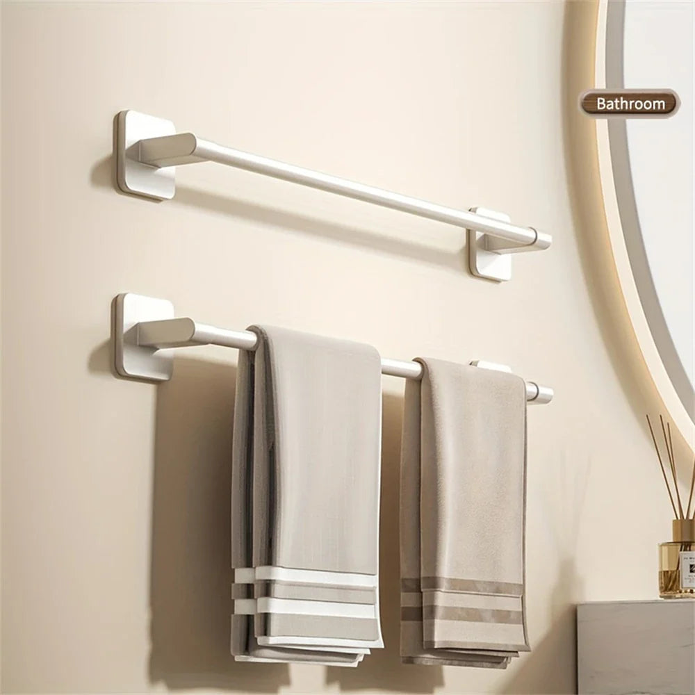 1 Piece Of Bathroom Facilities White Non-Perforated Wall-Mounted Bathroom Towel Bar Size 40-60cm Storage Rack Towel Rack