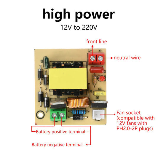 DC12-16.8V to AC 220V Step Up Inverter DC-AC boost Inverter Module 50-100W Power Adapter Outdoor Universal Solar Panel Converter