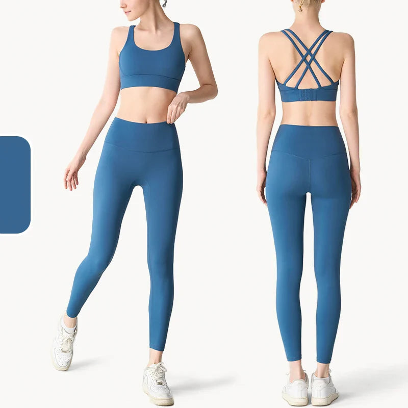 2 Piece Yoga Clothes Women's Tracksuit Athletic Wear Pilates Fitness Suit Gym Workout Push Up Clothes Sports Bra Leggings Suit