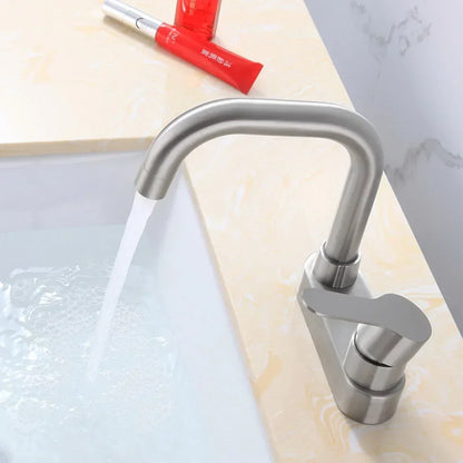 Bathroom Basin Faucet 304 Stainless Steel Sink Mixer Tap Hot Cold Water 2 Holes Deck Mounted Single Handle Faucet NEW