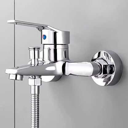 Chrome Plated Wall Mounted Hot and Cold Faucet with Adjustable Dual Nozzles Suitable for Bathroom Household Shower Mixer Tap
