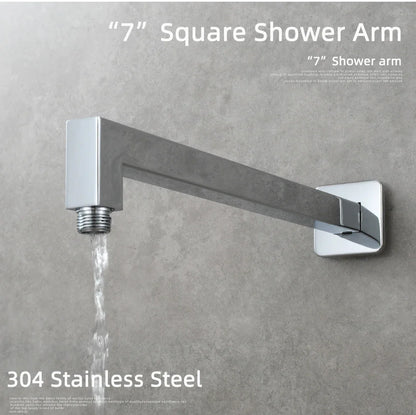 Ciencia 304 Stainless Steel Square Shower Arm G1/2 Bathroom Shower Arm Wall Mounted for Fixed Rain Shower Head