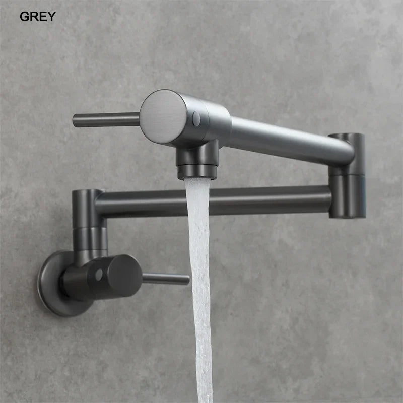 Brass Pot Filler Tap Wall Mount Foldable Kitchen Faucet Single Cold Single Hole Sink Tap Rotate Folding Spout Chrome Gold Black