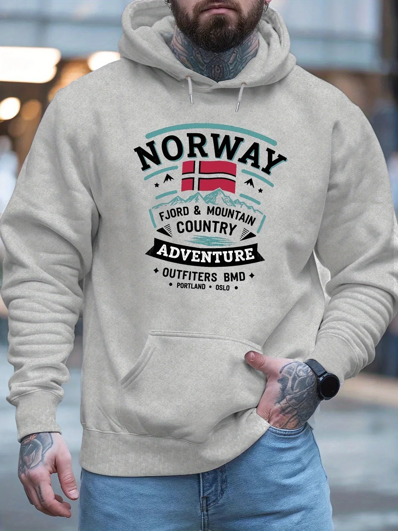 2026 New Style Fashion Men's Printed Autumn/Winter Hooded Parka - Outdoor Leisure Soft and Comfortable Long-Sleeved Sport Coat