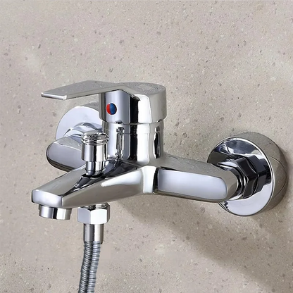 Chrome Plated Wall Mounted Hot and Cold Faucet with Adjustable Dual Nozzles Suitable for Bathroom Household Shower Mixer Tap