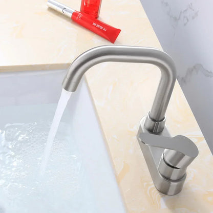 Bathroom Basin Faucet 304 Stainless Steel Sink Mixer Tap Hot Cold Water 2 Holes Deck Mounted Single Handle Faucet NEW