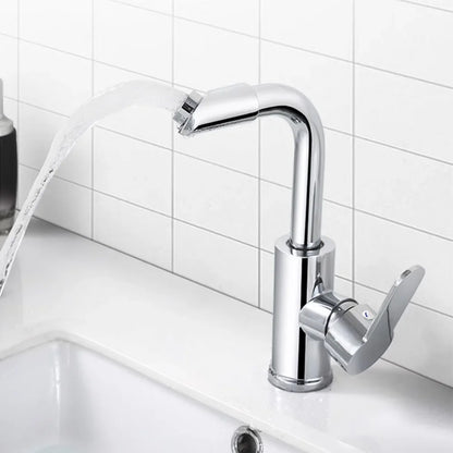 Cold Hot Mixer Tap Bathroom Chrome Plated Durable Faucet Polished Silver Swivel Basin Sink Tap Zinc Alloy Body