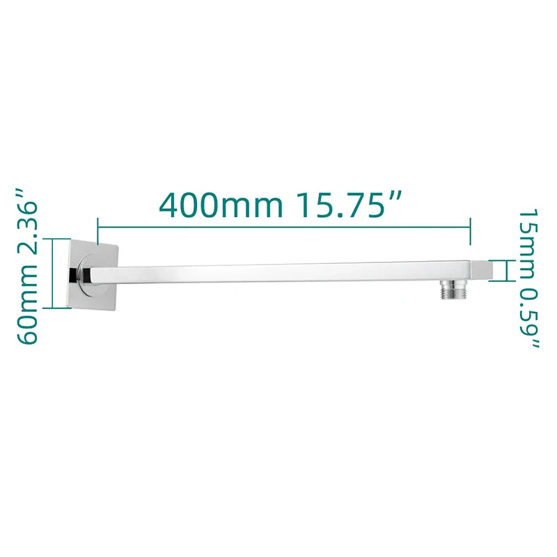 Ciencia 304 Stainless Steel Square Shower Arm G1/2 Bathroom Shower Arm Wall Mounted for Fixed Rain Shower Head