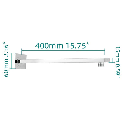 Ciencia 304 Stainless Steel Square Shower Arm G1/2 Bathroom Shower Arm Wall Mounted for Fixed Rain Shower Head