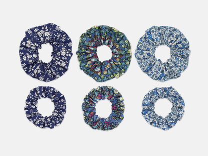 Scrunchie Gift Box, Liberty Print Shades of Blue Collection, Set of Three