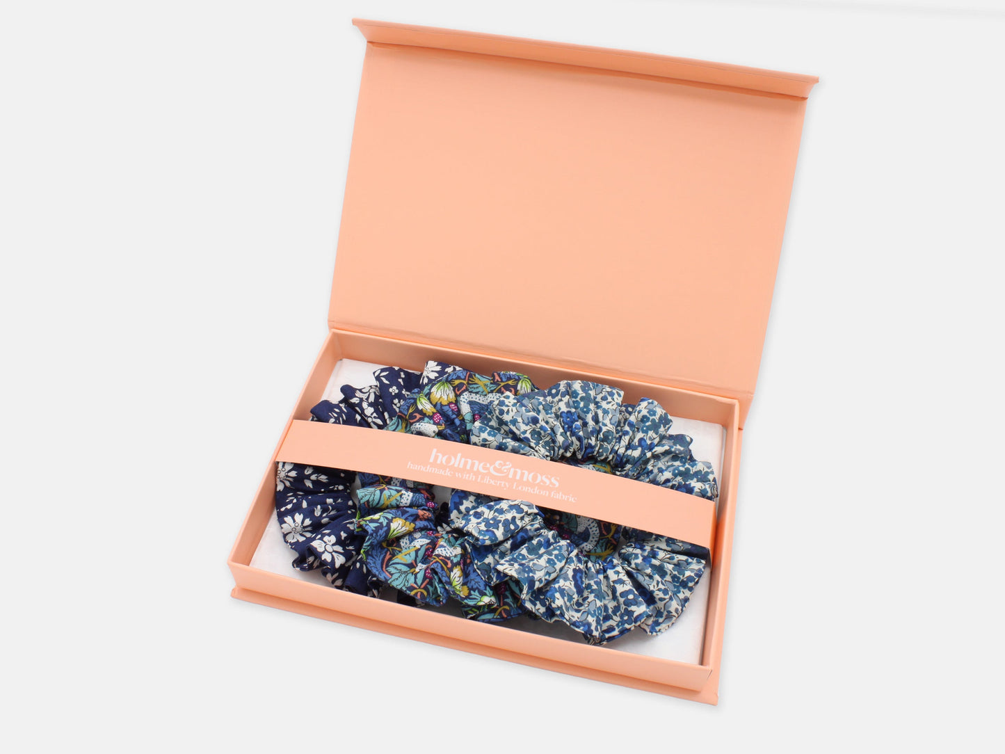Scrunchie Gift Box, Liberty Print Shades of Blue Collection, Set of Three