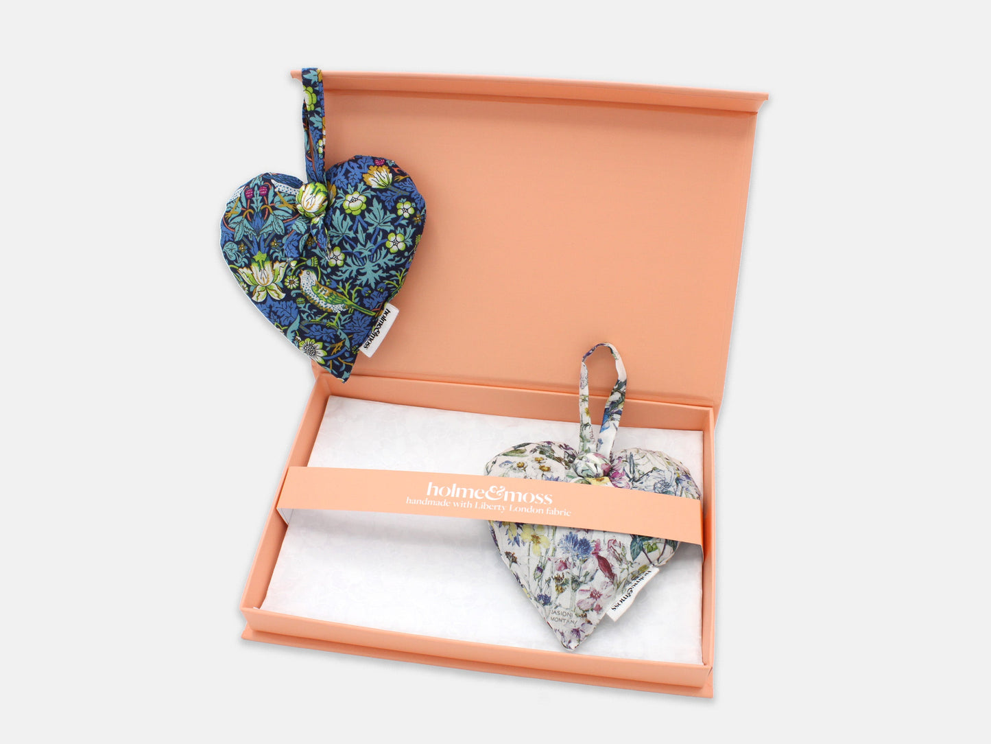 Lavender Heart Gift Box, Liberty Print Strawberry Fields Collection, Set of Two