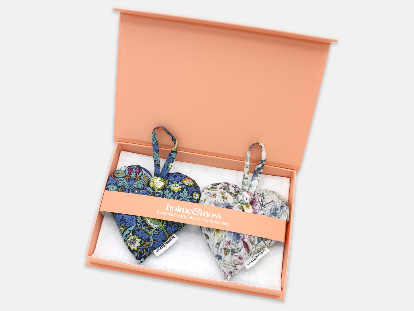 Lavender Heart Gift Box, Liberty Print Strawberry Fields Collection, Set of Two