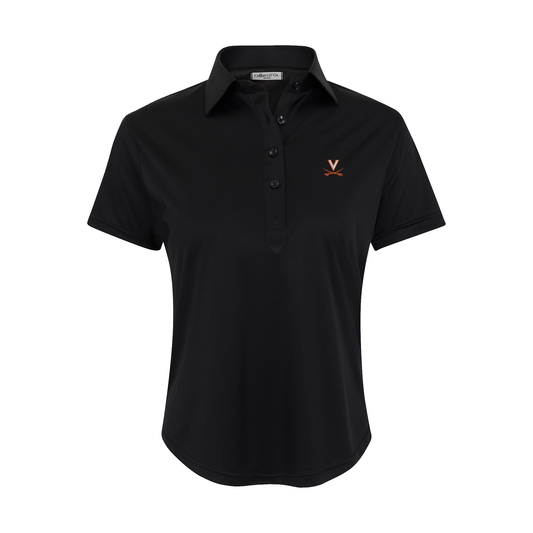 Virginia Women's Cap Sleeve Semi Spread Polo Black
