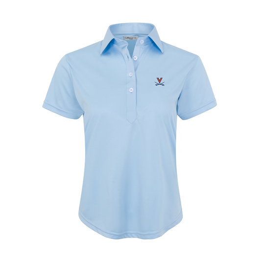 Virginia Women's Cap Sleeve Semi Spread Polo Sky Blue