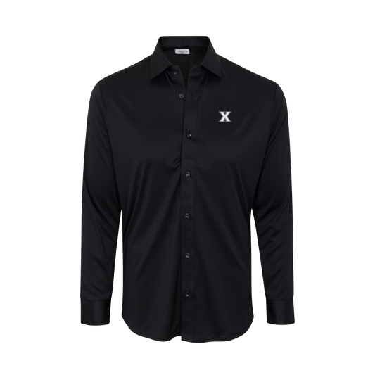 Xavier Quattro Flex Dress Shirt with Semi-Spread Collar Black