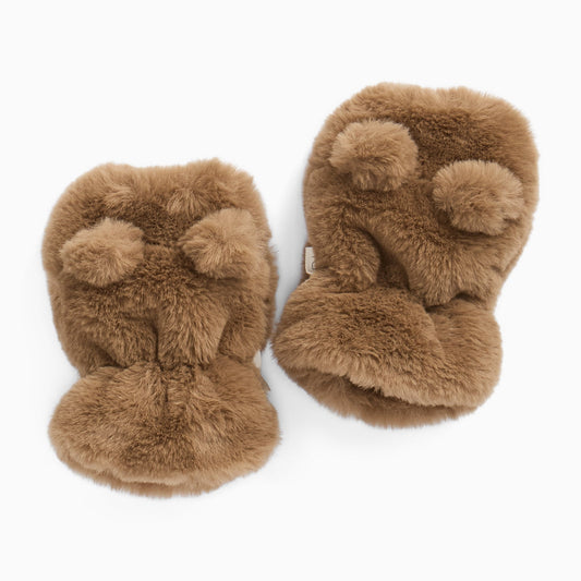 Brown Bear Faux Fur Mittens