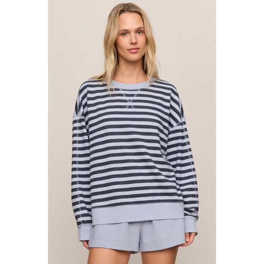 Z SUPPLY - EVERYDAY FRENCH TERRY STRIPED CREW | Eclipse